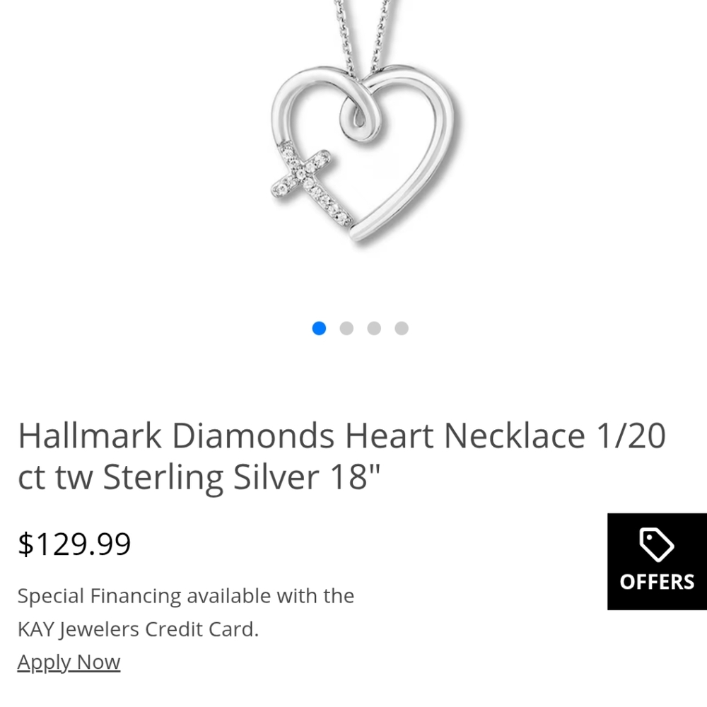 Hallmark Silver Heart Pendant with Diamond Accents